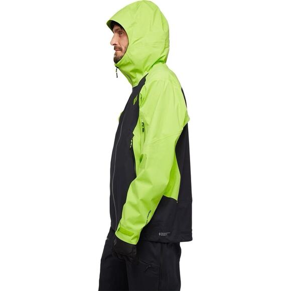 Black Diamond Recon Stretch LT Ski Shell Jacket Parka Black Lime Green Mens M - Picture 2 of 9